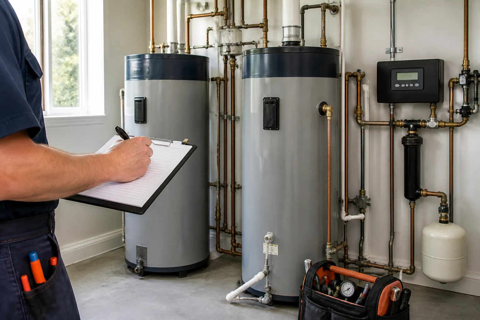 Commercial water heater mechanical room inspection